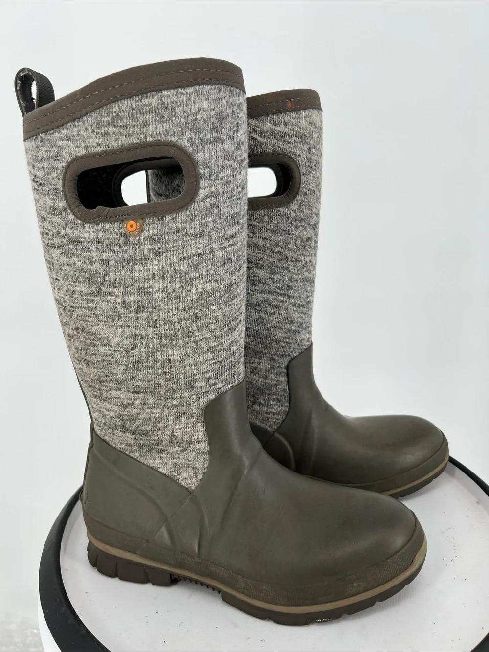 Bogs Olive Green and Heather Gray Tall Knit Waterproof Boots